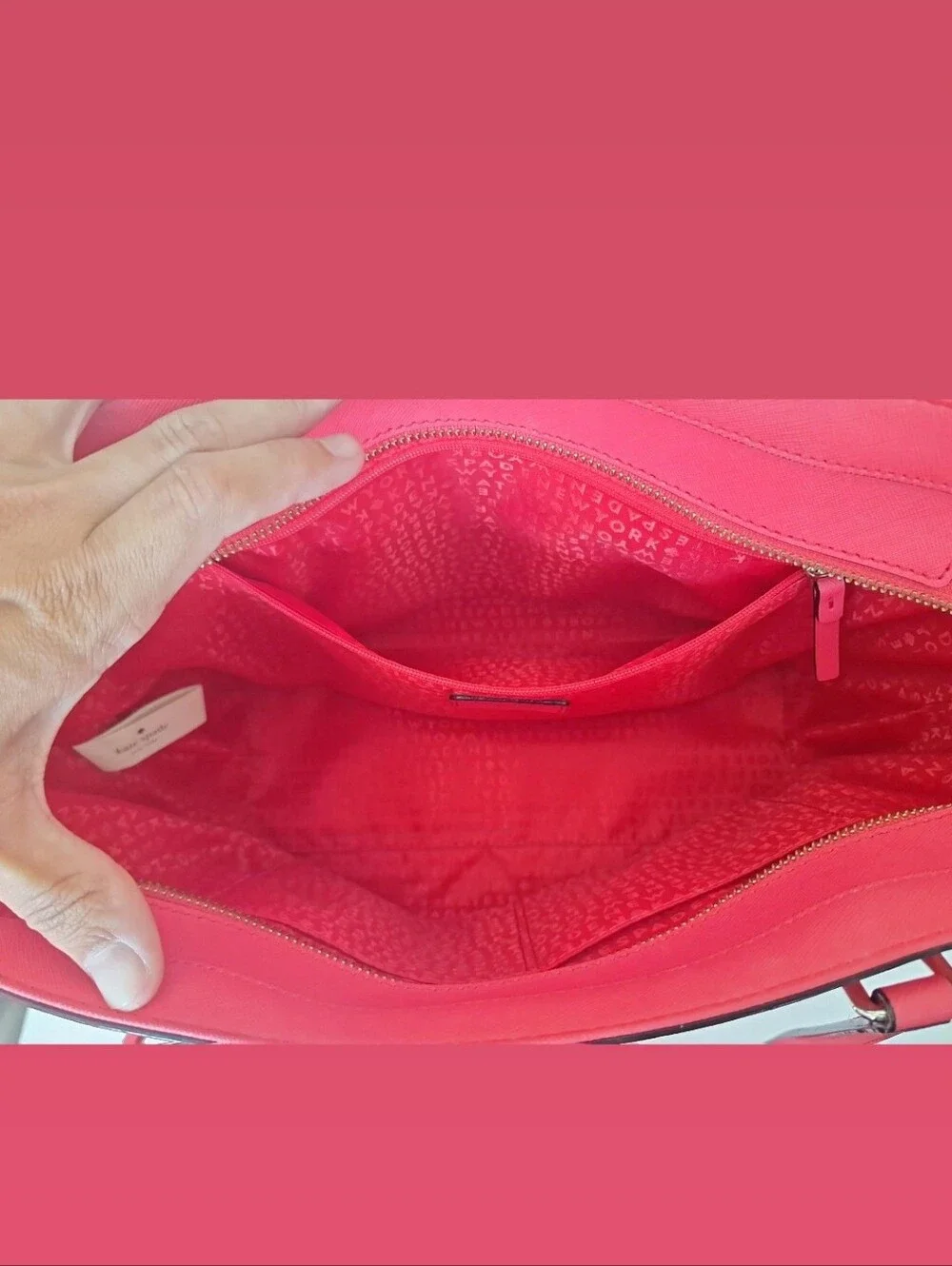 Kate Spade Hot Pink Leather Tote EUC